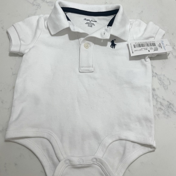 Ralph Lauren White Baby Polo Bodysuit - Picture 1 of 7